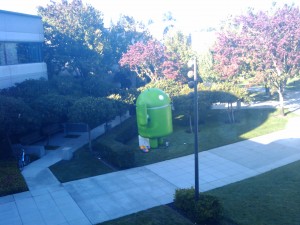 giant foam android lawn statue
