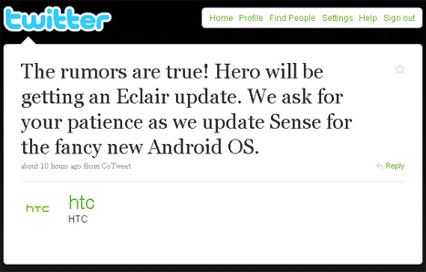 Conferma HTC Hero con Eclair