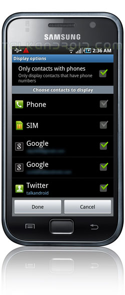 display options