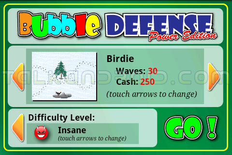 Bubble Defense Main Screen