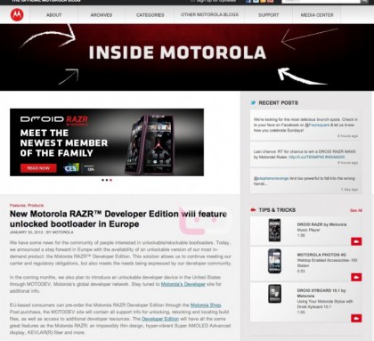 Leaked: Motorola To Sell “Developer Edition” RAZR in Europe, Then US, Comes With Unlockable Bootloader Leaked: Motorola To Sell “Developer Edition” RAZR in Europe, Then US, Comes With Unlockable Bootloader