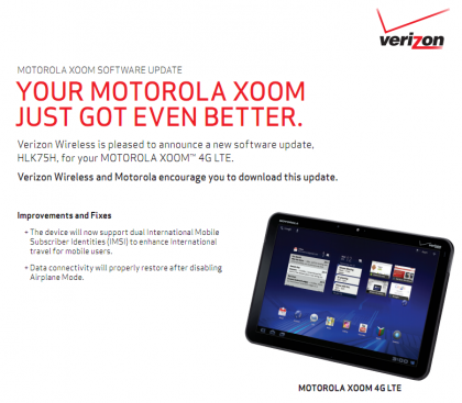 Xoom Verizon update