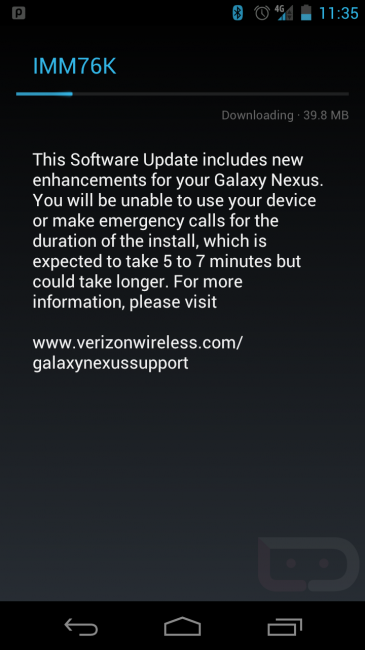 Verizon Issues First Batch of Android 4.0.4 Updates to a Few Lucky Galaxy Nexus Owners Verizon Issues First Batch of Android 4.0.4 Updates to a Few Lucky Galaxy Nexus Owners