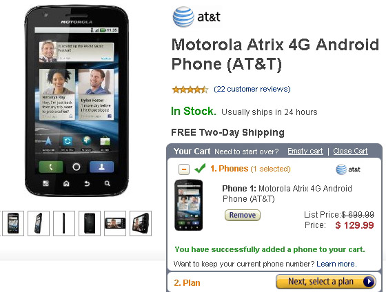 Motorola Atrix 4G Available Now For Only $129 On Amazon 4