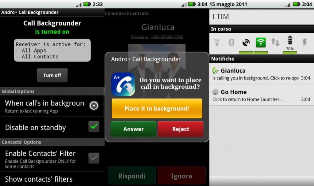 Andro+ Call Backgrounder lets you ignore calls and continue what you ...