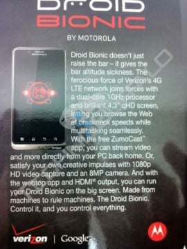 [Leak] Motorola DROID Bionic features, specs, and full retail price revealed 5