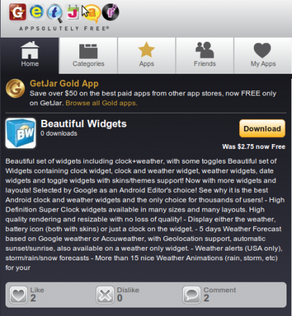 GetJar Gold Offers Beautiful Widgets for Free 5