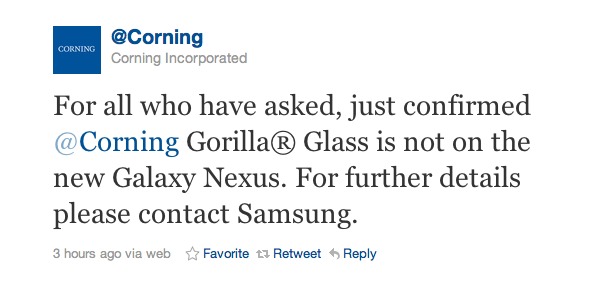 Galaxy Nexus Will Not Have Gorilla Glass 4