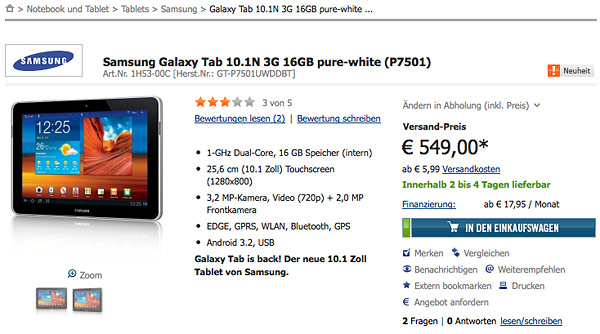 Samsung Appeases German Court Ruling, Modifies Galaxy Tab And Calls It The "Galaxy Tab 10.1N" 4