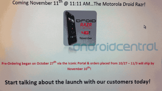 Motorola Droid Razr In Stores on 11/11/11 @ 11:11am? 3
