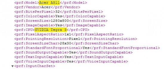 Acer Iconia A510 and A511 tablets will have quad-core Tegra 3 processors according to User Agent profile 1