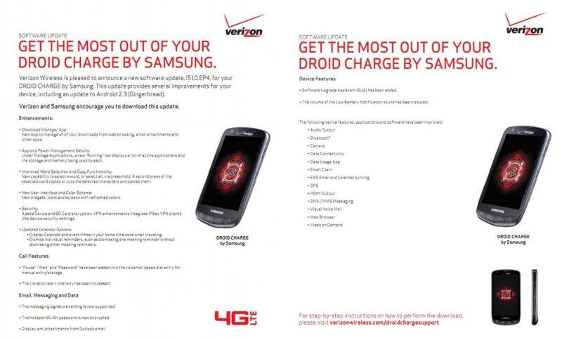Verizon Announces Android 2.3 Gingerbread Update for DROID Charge 3