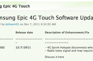 Sprint Begins Rolling Out Samsung Epic 4G Update to Fix Signal Loss Issues 7