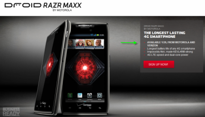 Motorola Web Site Says RAZR MAXX Available January 26th 5