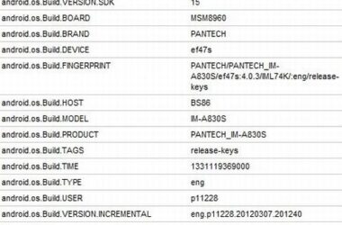 Leaked Benchmark: Pantech IM-A830S sporting a 720p display, Snapdragon S4, and ICS 5