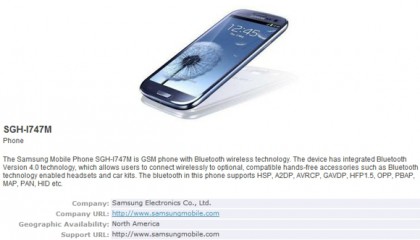 Samsung Galaxy S III for T-Mobile (SGH-T999) and AT&T (SGH-I747) get Bluetooth certified 4