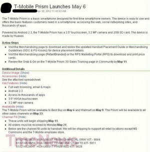 Leaked Documents Show T-Mobile Prism Launching on May 6th 5