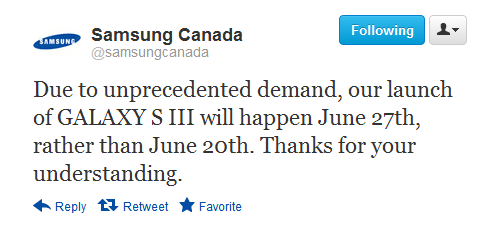Canadian Samsung Galaxy S III Delayed Until June 27th 4