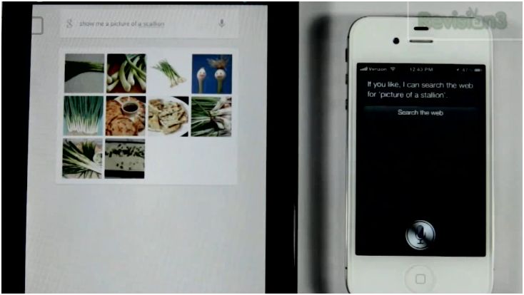 Here's another hilarious Siri vs Google Voice Search video, Is that a scallion or a stallion? 4