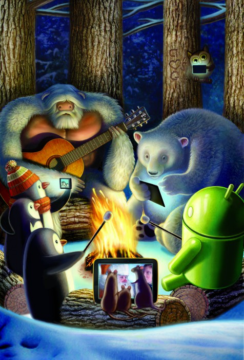 Nexus_campfire_front Android themed Holiday Cards now available for sharing or using as a wallpaper 6
