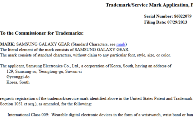 galaxy gear trademark