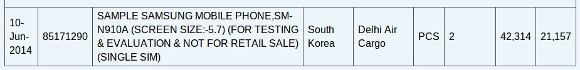 Samsung_Galaxy_Note_4_SM-N910A_Zauba_Listing