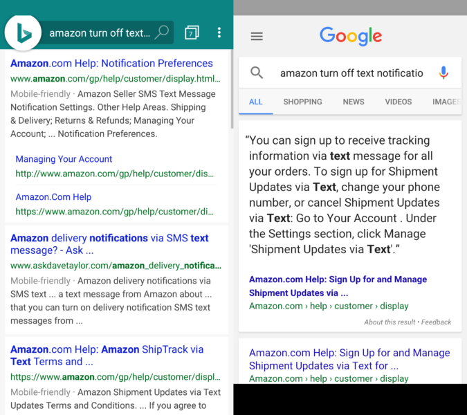 Amazon search results