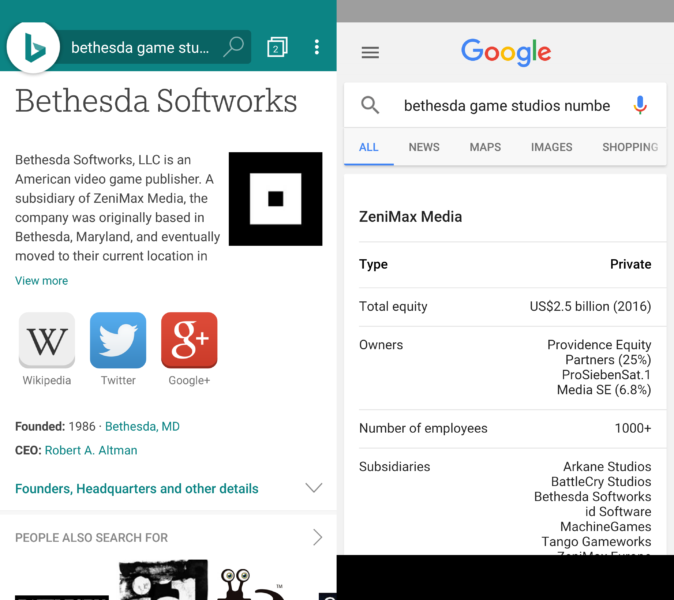 Bethesda search results