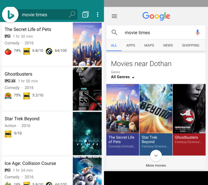 Movies search results