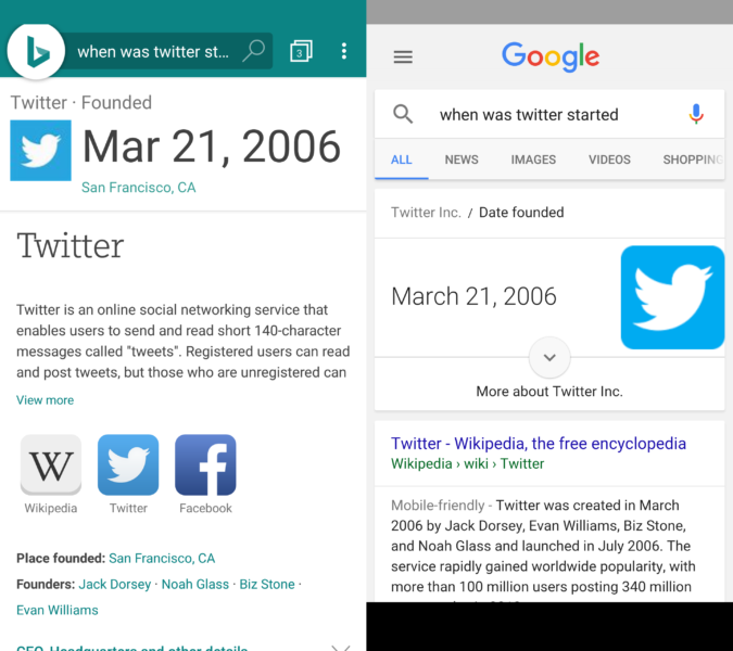 Twitter search results