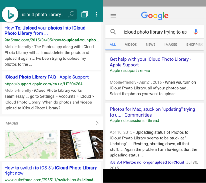 iPhotos search results