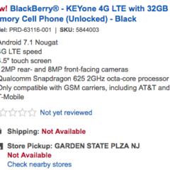 The BlackBerry KeyOne is on sale in the U.S. for $549 5