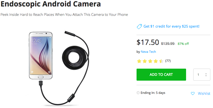 [TA Deals] Need an endoscopic camera? This is one is just $17.50! (87% off) 4