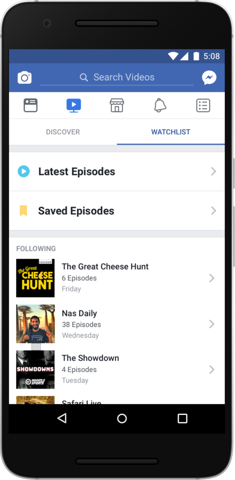 New Facebook Watch platform for videos coming up next 5