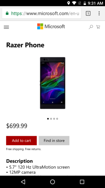 The Razer Phone is now available at select Microsoft Stores 5