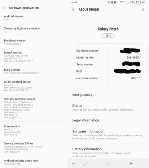 Samsung Galaxy Note 8 Android 8.0 Oreo test build leaks 4