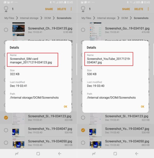 Samsung starts naming screenshots with Oreo update 4