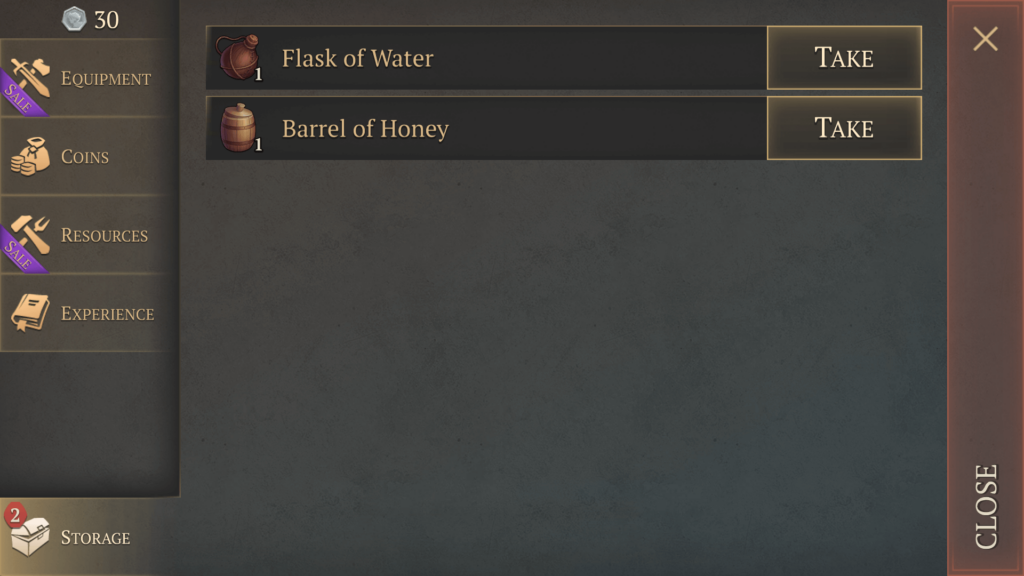 Storage - Where Water and Honey are Stored