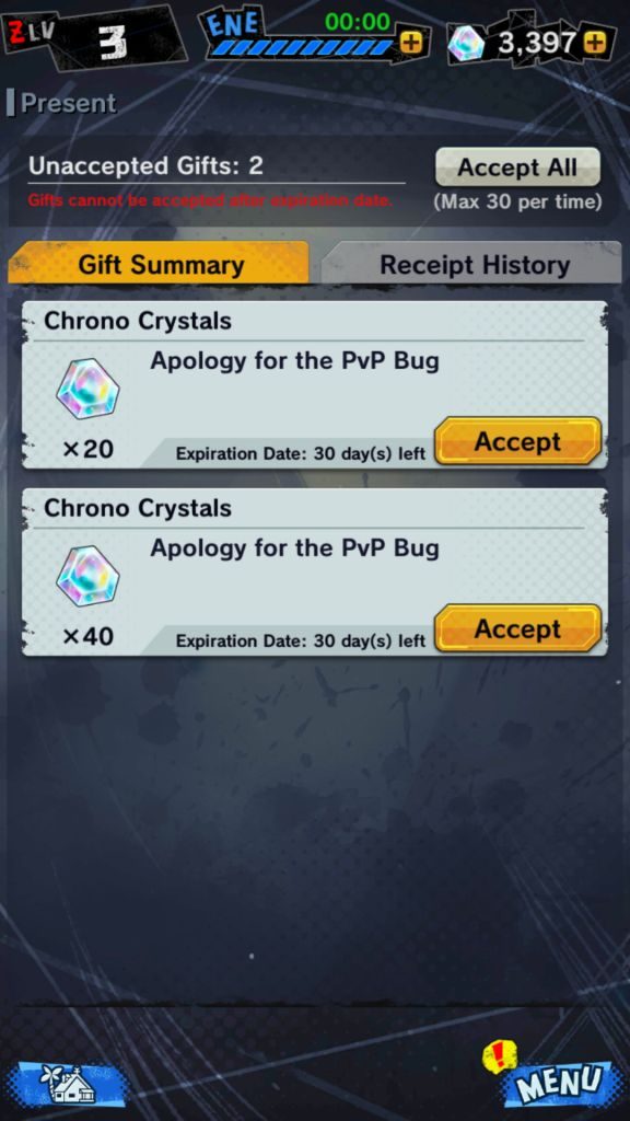 PvP Bug and maintenance rewards