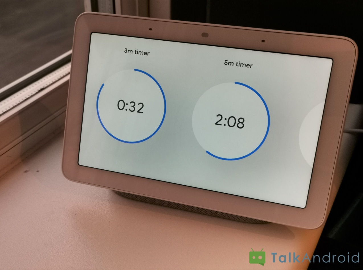 Google Home Hub showing alarm clock timer