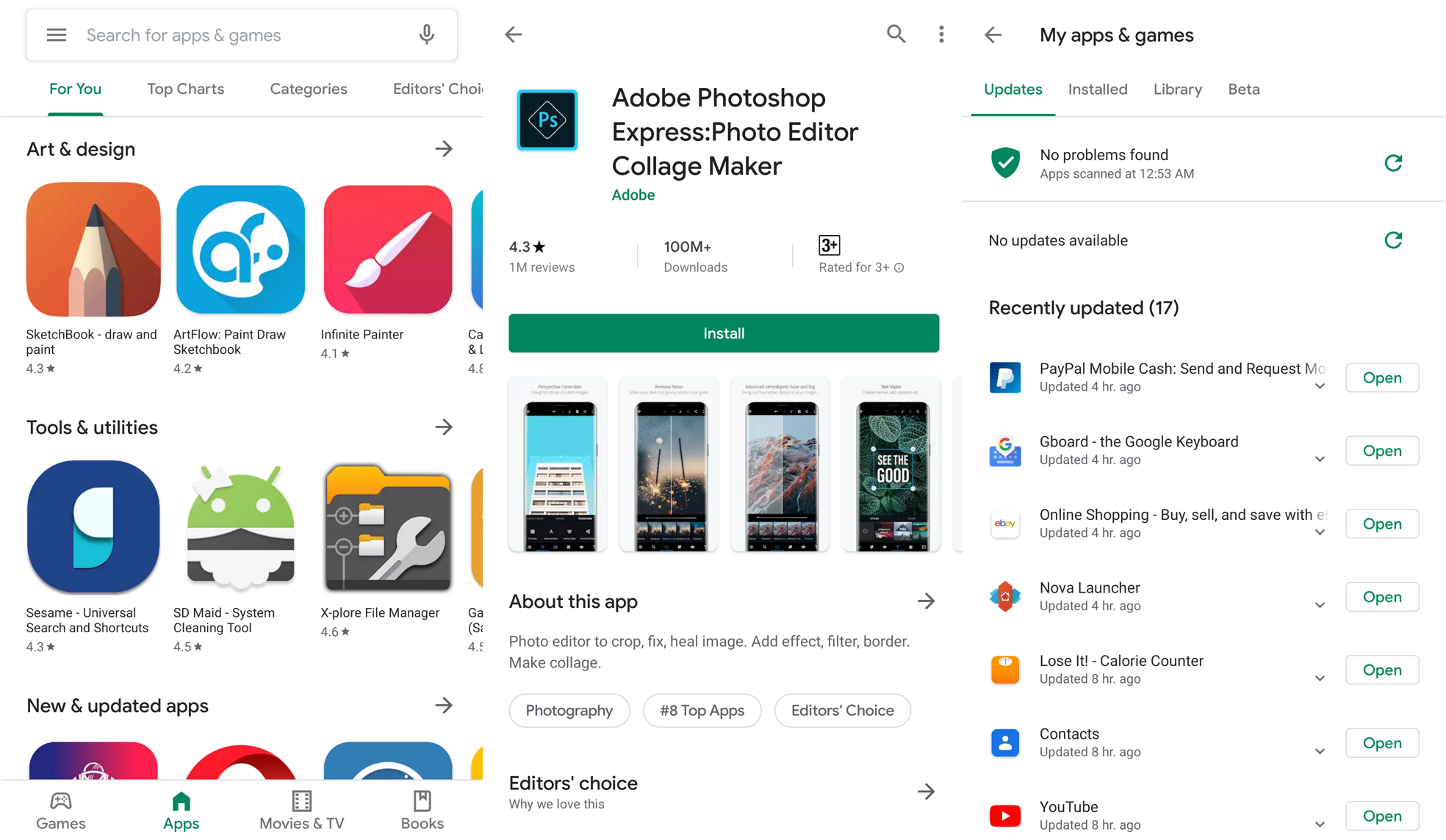 New whiteout Play Store with bottom tabs rolling out