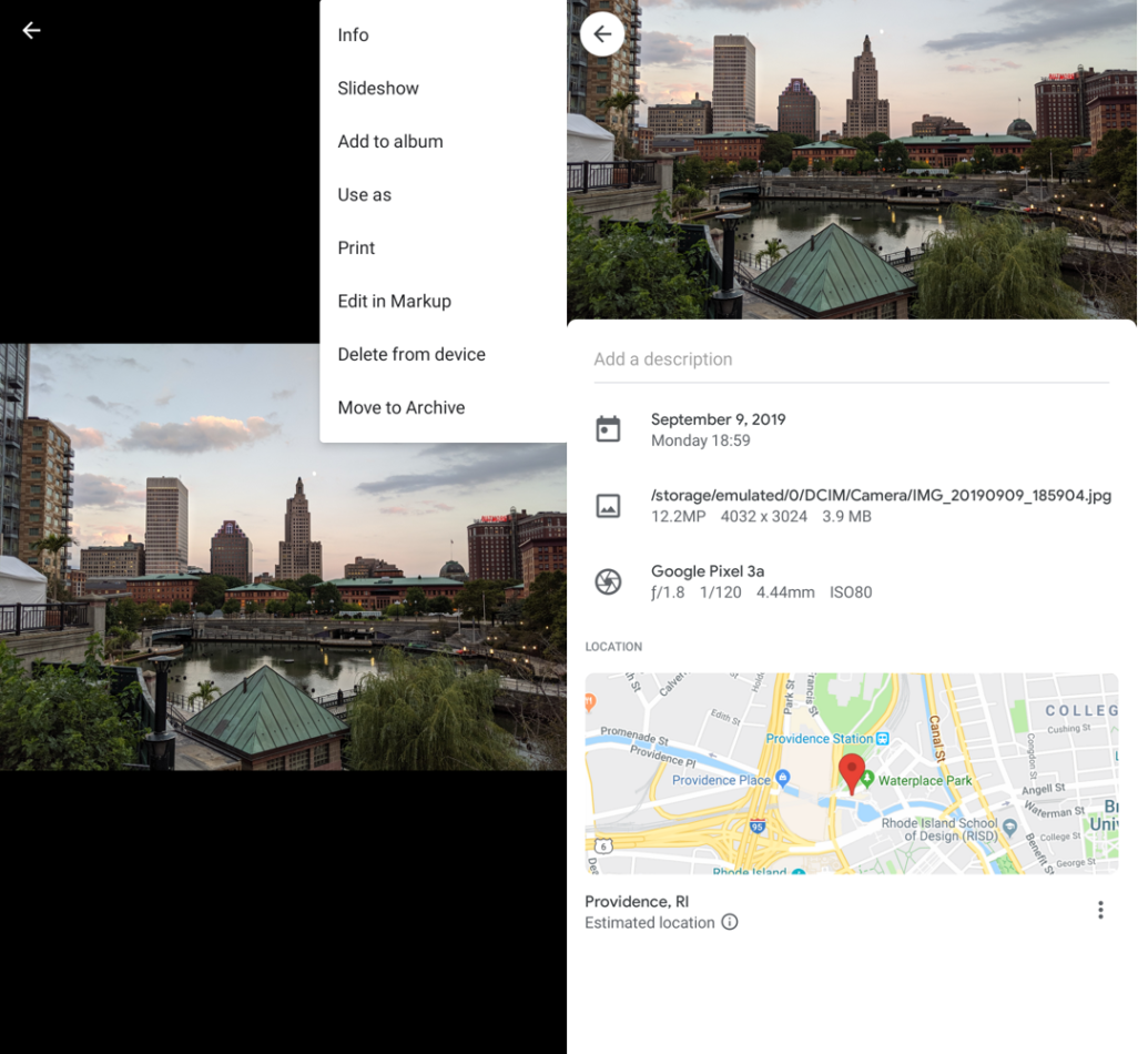 Google Photos receiving overflow menu usability redesign 5