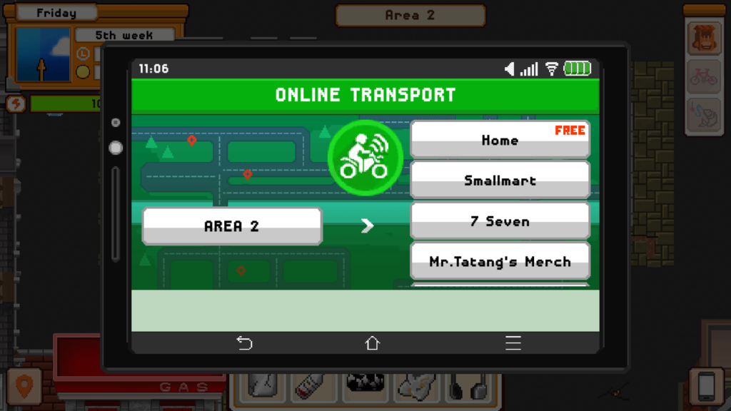 Use the motorbike app to fast-travel to your home