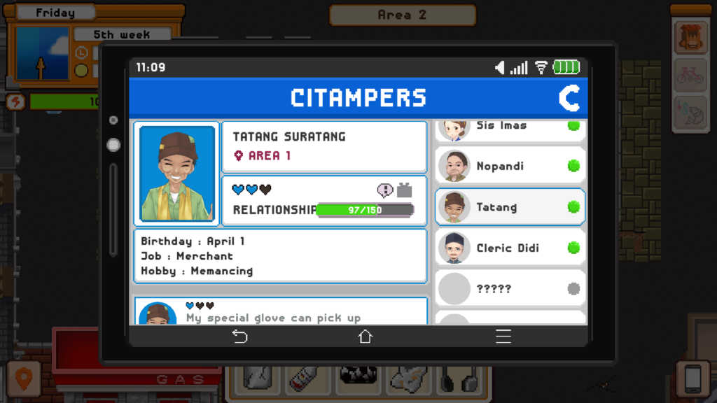 Check the profile of a non-player character.