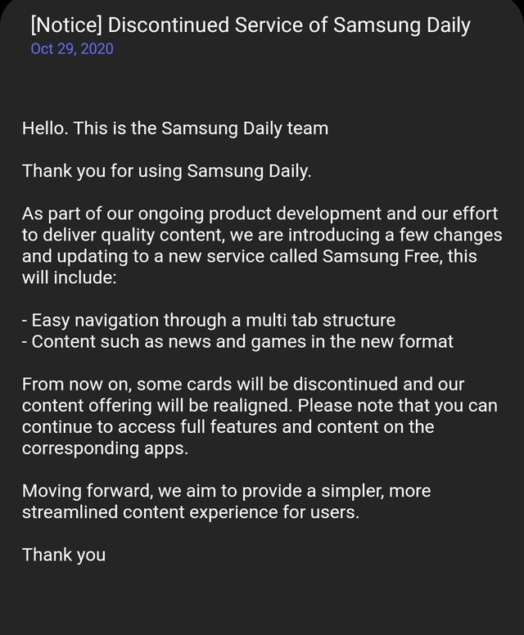 Samsung Daily will soon be replaced by Samsung Free if anyone cares 8