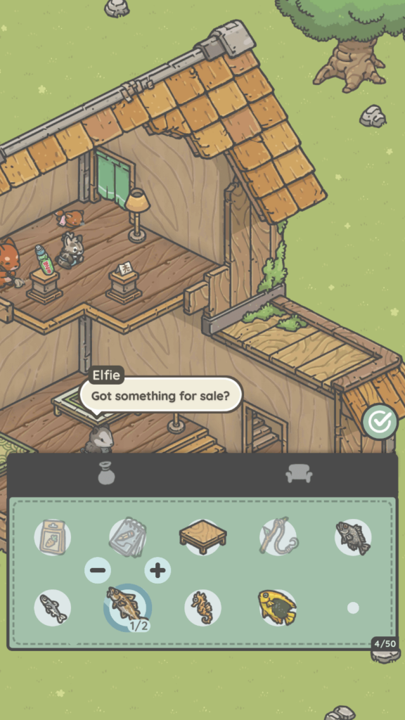 Choosing fish to sell it to the store owner.