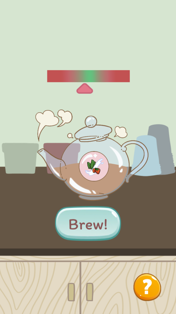 While brewing tea, tap the screen to stop the arrow in the green zone.