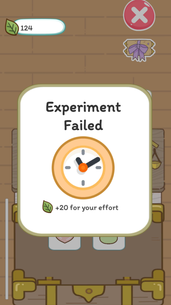 Failed experiments provide 20 leaves bonus