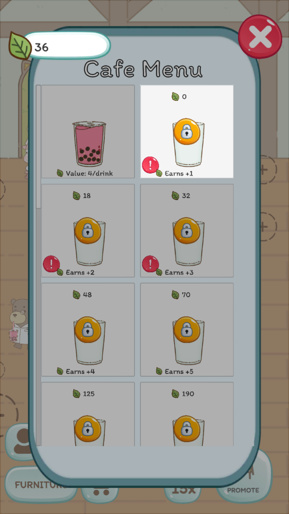 Tap to unlock a glass. You will need leaves to unlock one.