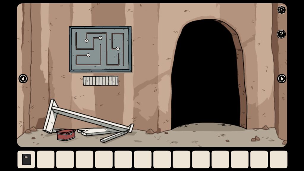 Blue panel with tokens. Also, an entrance to the underground chambers.